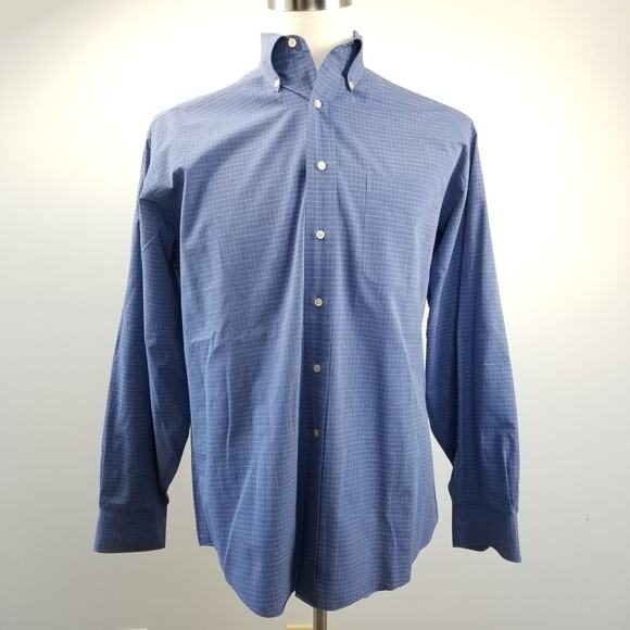 Tommy Hilfiger Vintage Hong Kong  Blue White Button Down Excellent! Size 16 - Picture 1 of 8